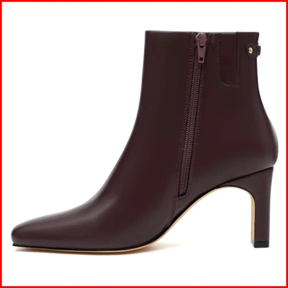 Women's Chunky Heel Ankle Boots Square Toe Side Zipper Fashion Booties